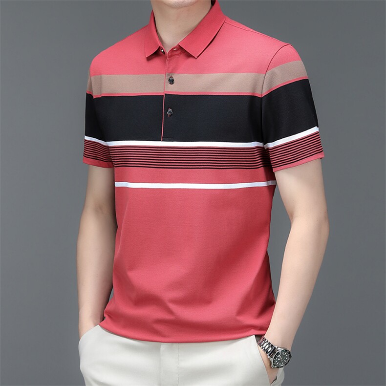 夏季polo衫短袖中年时尚商务休闲翻领半袖宽松男士上衣HMQ338-P63,男装Polo衫,星座1105-3