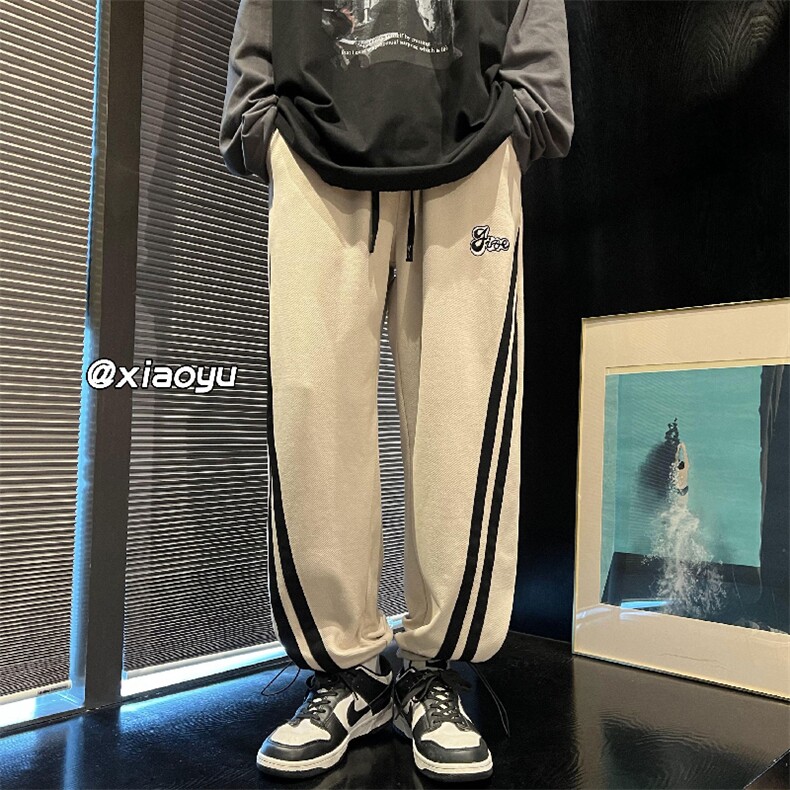 XZ616秋季新款百搭休闲织带印花重磅卫裤拖地长裤TY408P55控68,男装休闲裤,星座512A（原616）
