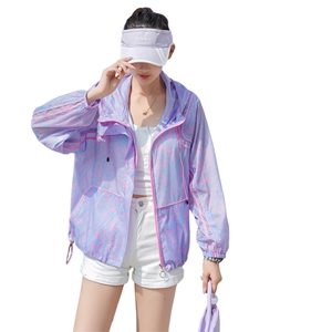 薄款透气连帽防晒衣女2025新款夏季宽松户外印花时尚防晒服外套潮图片