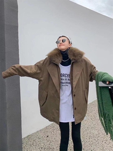 衣服领大毛领派克图片