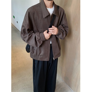 美拉德短款双拉链宽松翻领毛呢夹克男女外套B289-JK14-P105图片