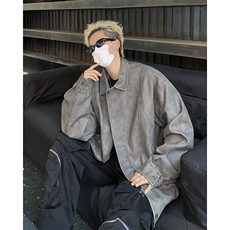 春秋潮牌扎染防水皮夹克男款宽松复古宽松美式翻领外套JK961-P65，男装夹克，星座308B-2
