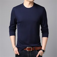 B68107钱塘2021-2春季主推大货跑量高品质款男士T恤长袖，男装T恤，钱塘207-2