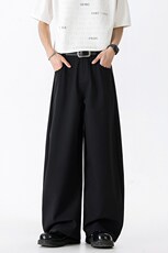冰丝坠感休闲裤男女夏季小西裤高级感显高长裤子X629/P40，男装西裤，电商D202-1