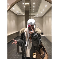 现货重磅boxy短款棉衣座山雕大毛毛领男女棉服水洗工装厚外套，男装棉衣，电商A486