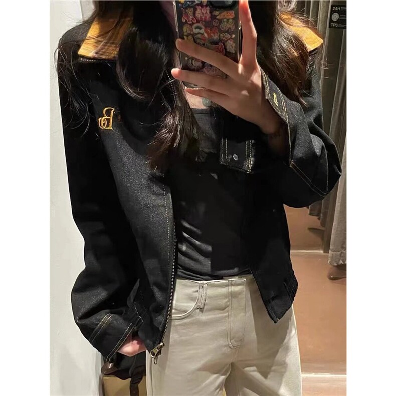 美式复古格子拼接牛仔外套男女春秋新款工装夹克JK54-P83,男装工装外套,星座208-5