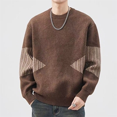 美式复古潮牌撞色针织衫毛衣男士宽松休闲慵懒风上衣MY0519-P55，男装针织衫/毛衣，星座308B-2