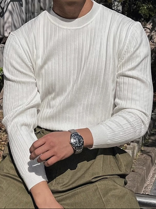 复古美式修身毛衣打底衫条纹纯色针织衫C66660-P50,男装针织衫/毛衣,星座1012-1