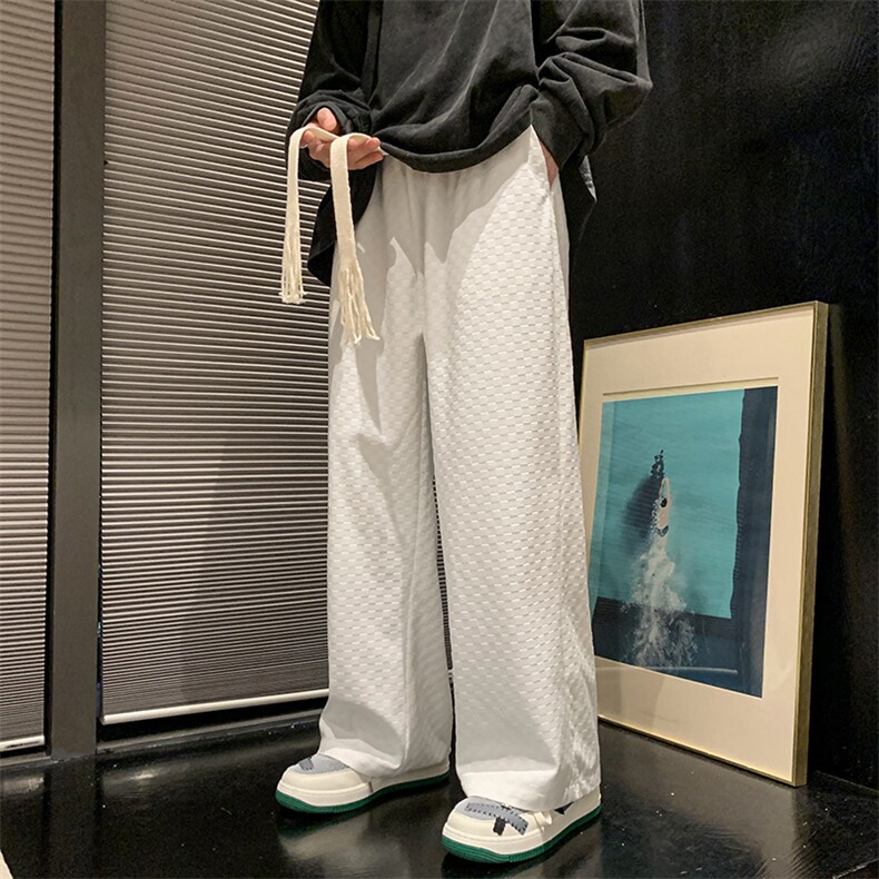 2025秋冬现货男装格子宽松休闲直筒运动裤新款潮流长裤DM157-P40图片
