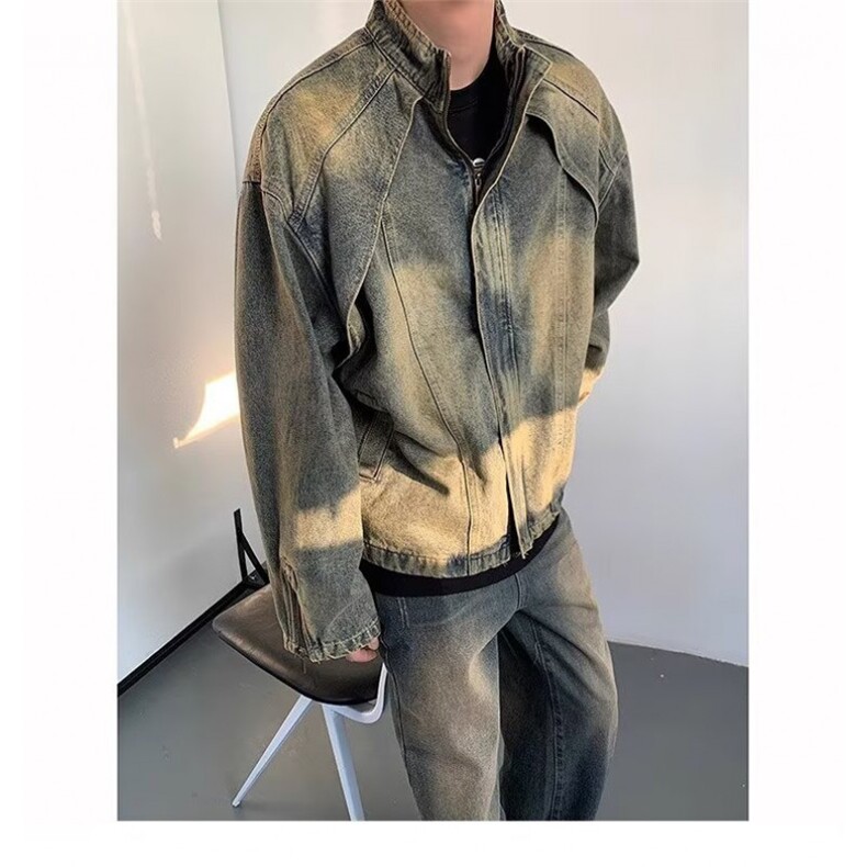 J9902-P72潮牌美式复古拼接宽松小众高街牛仔外套,男装工装外套,星座617A-2