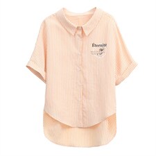 2023夏季新款简约气质翻领时尚休闲条纹衬衫，女装衬衫，玛其路
