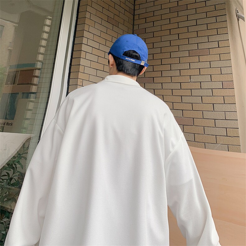 2025秋装新款宽松贴标华夫格长袖衬衫男CS9966/特P28白色2,男装衬衫,电商A094