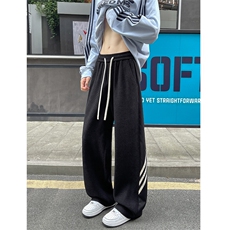雪尼尔粗斜提花运动卫裤男秋季潮牌痞帅宽松大码直筒阔腿休闲裤子，男装休闲裤，电商C305A