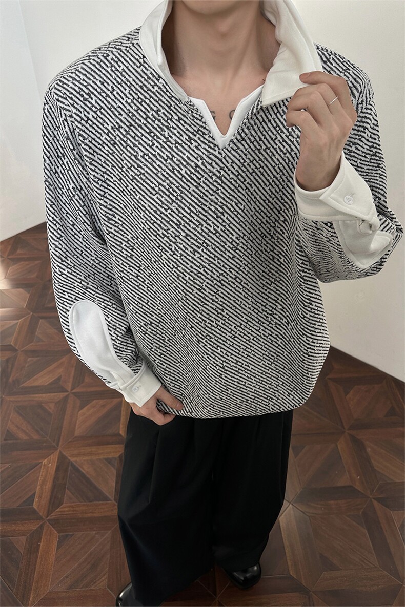 美式重磅雪尼尔长袖T恤男秋冬季打底衫polo衫加绒加厚卫衣外套男,男装T恤,电商B319