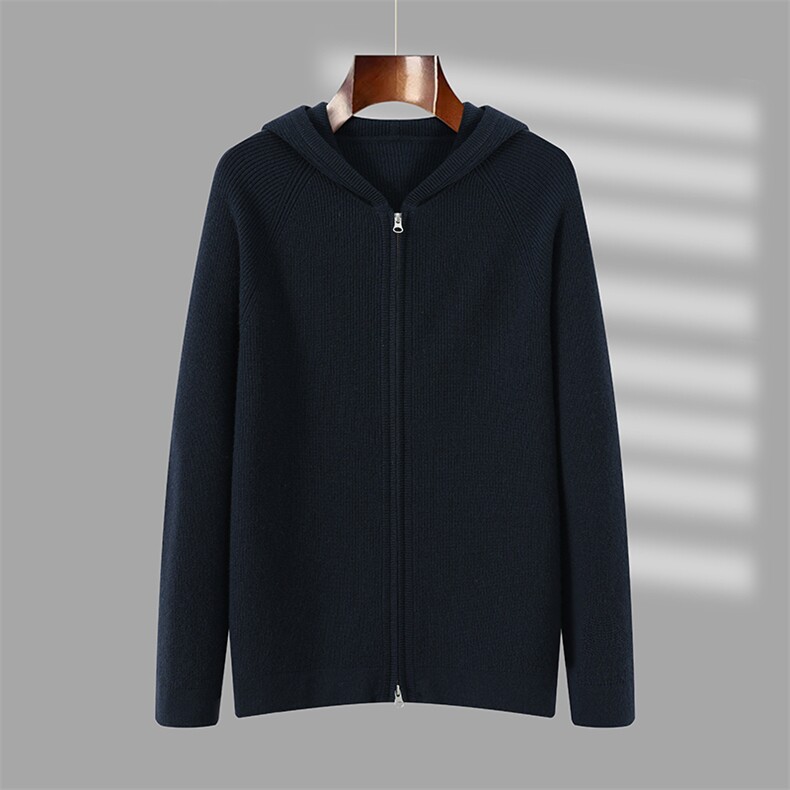 男士连帽开衫拉链长袖2025年秋季，男装羊绒开衫，君道羊绒