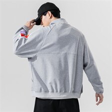 2020秋季新款日系大码男条纹休拼接闲开衫立领运动卫衣W5007-P50，男装卫衣，电商A001