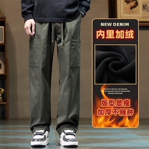 美式休闲男士秋冬加绒直筒宽松工装高街阔腿裤Z9856-P45/加绒P55图片