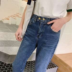 2021年春季裤子百搭牛仔时尚潮流显瘦高腰图片