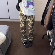 【有货】D1123-P45美式高街沙漠迷彩牛仔裤男款潮牌直筒微喇裤，男装牛仔裤，星座603-2