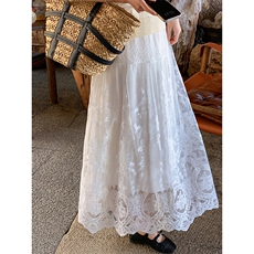 白色蕾丝高级感半身裙女2025春新款小个子梨型身材遮胯a字裙子，女装半身裙，灵力轩