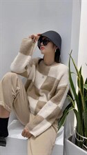 韩版拼接双色毛衣，女装针织衫/毛衣，SHANGCHUN·W 汪尚春