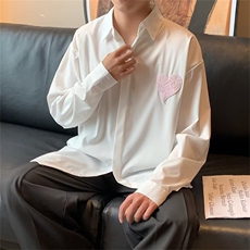 长袖衬衫男港风日系韩版潮流衬衣爱心会变色C640P38，男装衬衫，星座1116-2