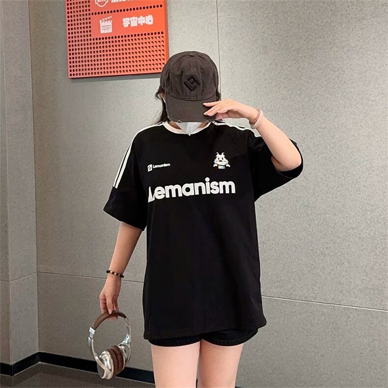 抖音得物供货240克宽松纯棉美式潮牌印花三杠半织带短袖T恤AT1602,男装T恤,电商A443