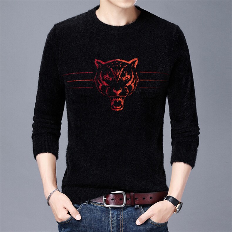 秋季新款男士长袖毛衣针织衫水貂绒圆领高质量保暖男装上衣，男装针织衫/毛衣，星座715-3