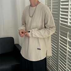 2025现货纯棉长袖T恤设计感宽松休闲打底上衣A351-AT2527-P55，男装T恤，电商A351
