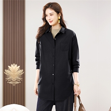 2025秋冬新款中长款加棉衬衫外套休闲风厚款，女装衬衫，小林双子