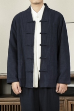 2025秋冬新款风新中式棉麻盘扣男士唐装外套H60P95，男装民族服装，钱塘802