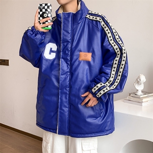 双面穿PU皮衣外套棉衣男加绒情侣棉服面包服棉袄女3323-P90控128图片