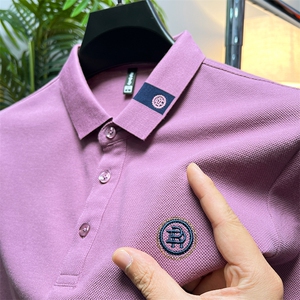 polo衫中年商务休闲男装夏季新款男士短袖T恤半袖翻领宽松上衣服图片