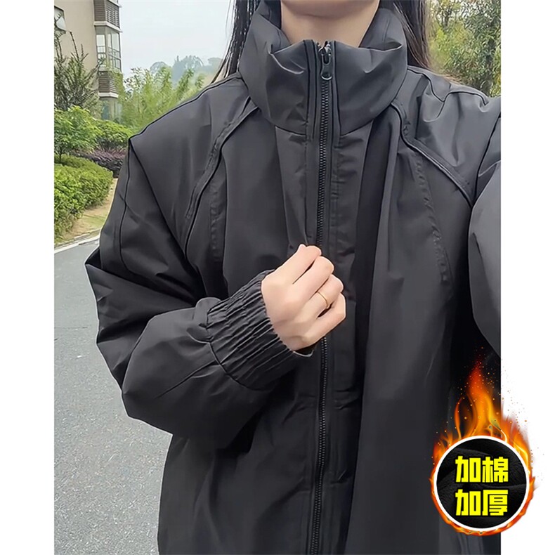 现货美式高街休闲棉衣夹克三防立领纯色户外工装加厚棉服外套,男装夹克,电商A486