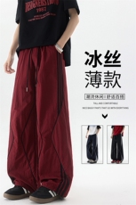 美式高街条纹裤子男夏季冰丝宽松冲锋户外工装伞兵阔腿裤KZ047P55，男装休闲裤，电商B312