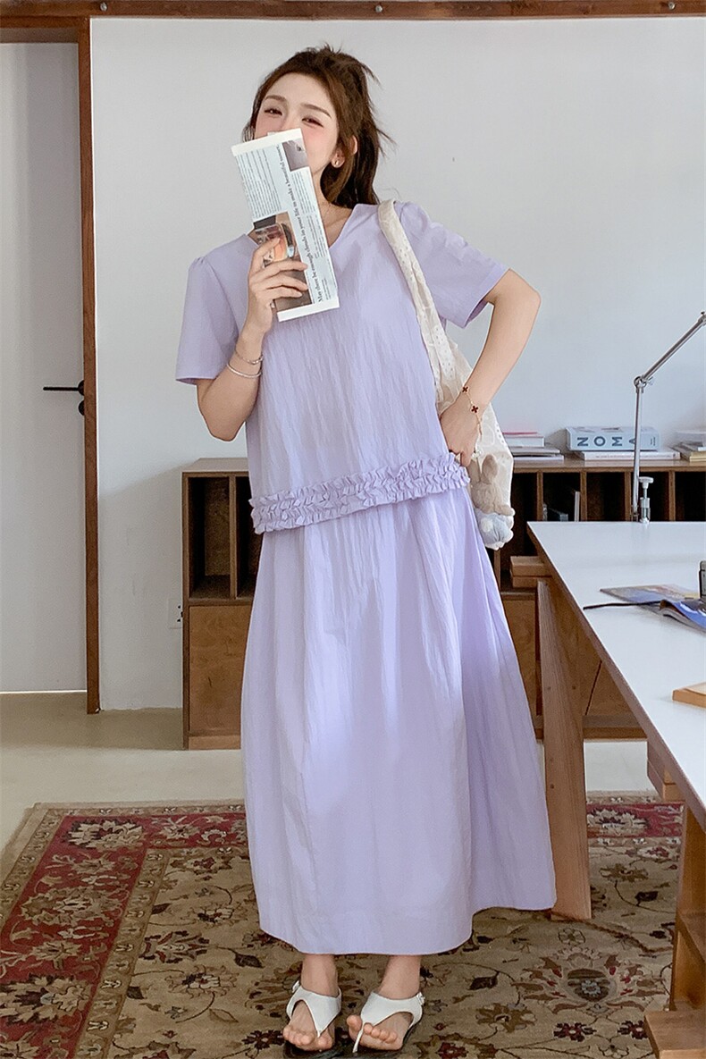 淡紫色温柔系上衣半身裙两件套2C317A-8516-P145-K208,女装套装/套裙,2C317A