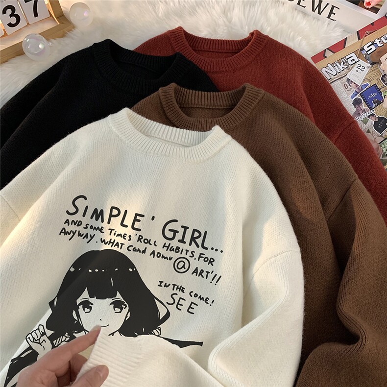 特批毛毯女孩字母印花时尚圆领毛衣针织衫A247-M88131特批45控68,男装针织衫/毛衣,电商A247
