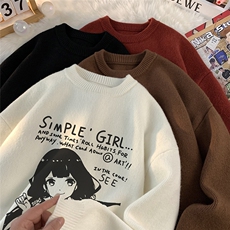 特批毛毯女孩字母印花时尚圆领毛衣针织衫A247-M88131特批45控68，男装针织衫/毛衣，电商A247
