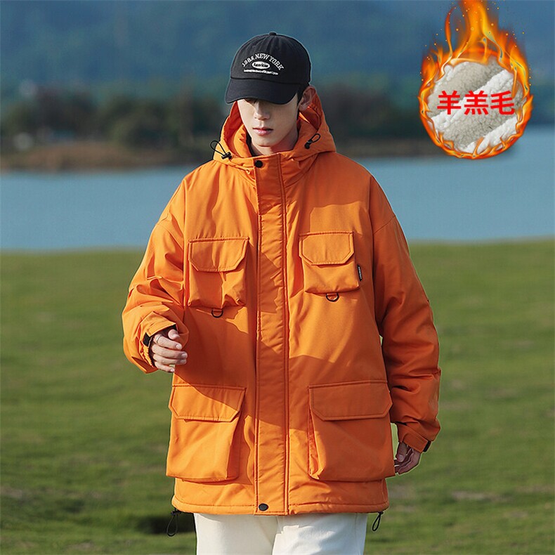 2023冬季新款cityboy大码多口袋羊羔毛棉衣M-5XHM22545-P110,男装棉衣,电商A022