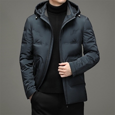 中年男脱卸帽羽绒服男中长款外套白鹅绒爸爸男装YYYR052165-P350，男装羽绒服，电商B212（原钱塘6029）