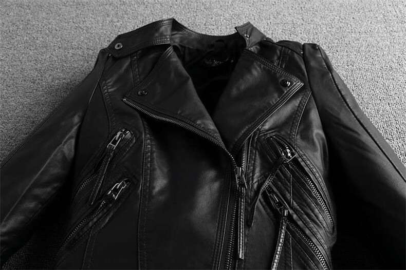 现货款一直做的款修身女款机车服皮外套女皮夹克1608332,女装短外套,艾青服饰