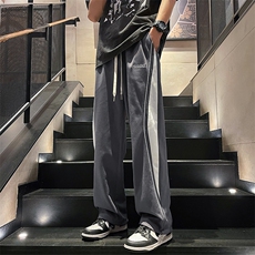 抖音直播数据款春季新款撞色拼接宽松直筒休闲裤运动裤K506-P38，男装休闲裤，星座914-3