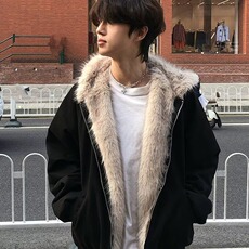 S411-P100美式复古短款毛领座山雕外套男款冬季cleanfit解构，女装短外套，电商B323A