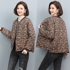 时尚宽松花色棉服冬季保暖显瘦外套，女装棉衣/棉服，独衣靓