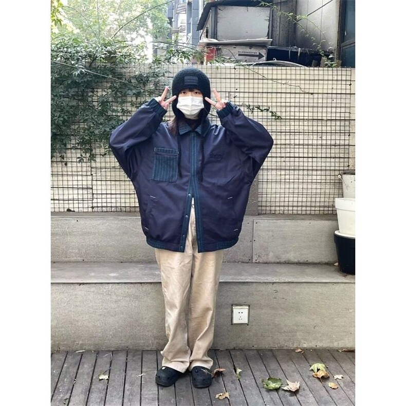 系刺绣拼接工装夹克男潮牌复古宽松翻领休闲棒球服外套,男装夹克,星座218-1（原230）
