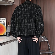 XF2623/P75春装小香风西服男短款夹克格子新中式西装痞帅立领外套，男装夹克，电商A141