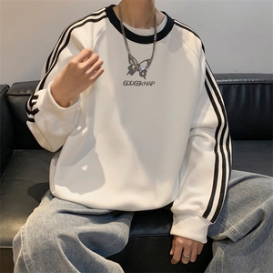 秋季内景重磅条纹圆领卫衣男女潮宽松落肩上衣WY00224/P45加绒P50