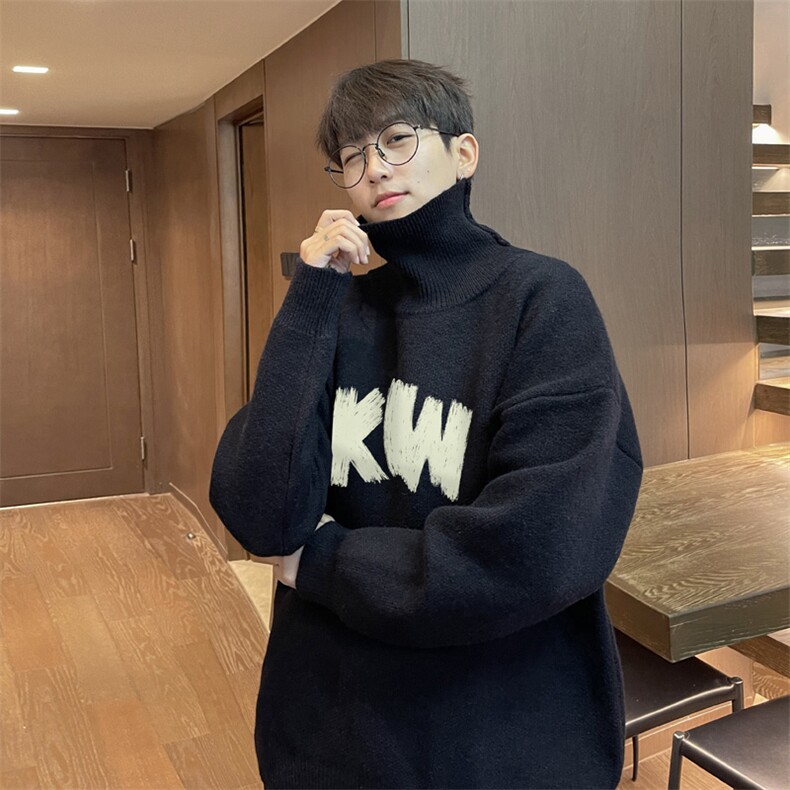 高质量！秋冬季高领毛衣男士加绒加厚翻领针织衫男毛衣FL483-P45，男装针织衫/毛衣，电商B371