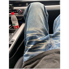 复古水洗蓝牛牛仔裤男春季潮牌宽松休闲裤直筒微喇裤N9099，男装牛仔裤，星座1116A（原606A-3）