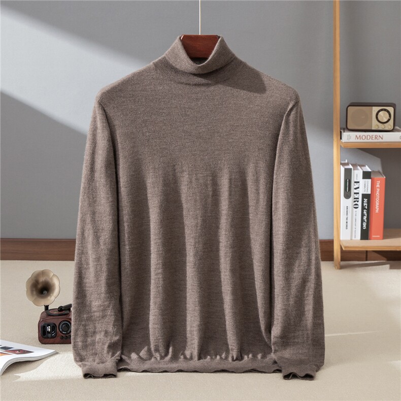 2025秋冬百搭时尚简约无缝高反针织羊绒衫，男装羊绒套衫，牧群羊绒
